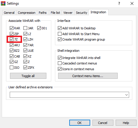 WinRAR peut ouvrir l'extension 7Z (7-Zip) par défaut
