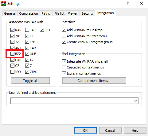 WinRAR can open BZ2 extension