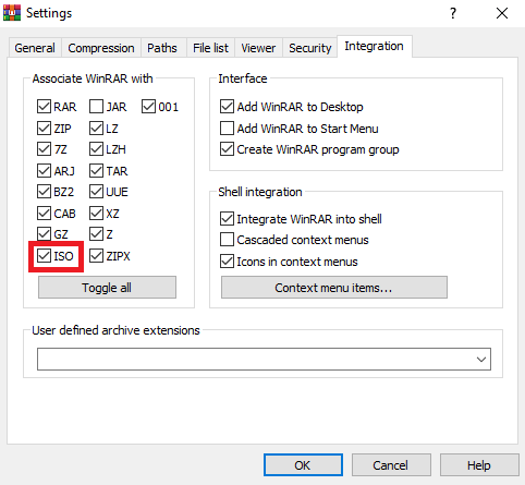 WinRAR can open ISO extension